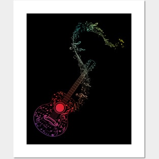 Acoustic Guitar and Music Notes Posters and Art